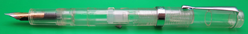 ITEM #6637 6640: FOUNTAIN PEN REVOLUTION JAIPUR FOUNTAIN PEN IN CLEAR. ULTRA-FLEXIBLE, 2-TONE NIB.